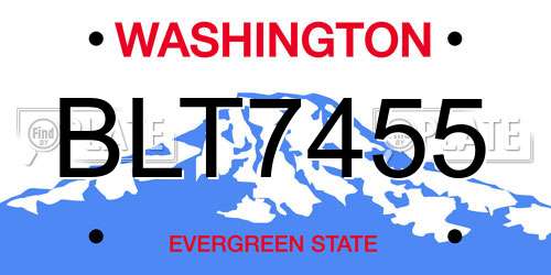 BLT7455 Washington License Plate