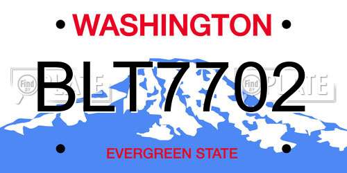 BLT7702 Washington License Plate