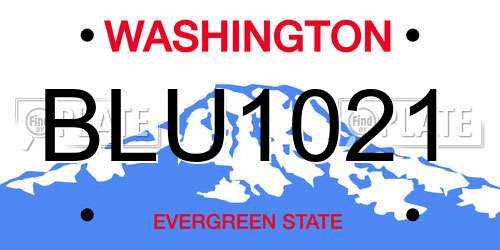 BLU1021 Washington License Plate