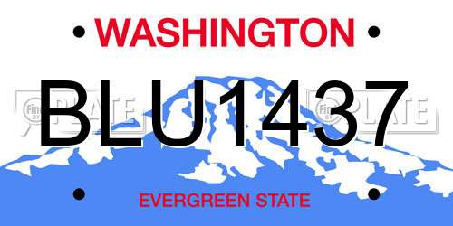 BLU1437 Washington License Plate