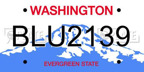 BLU2139 Washington License Plate