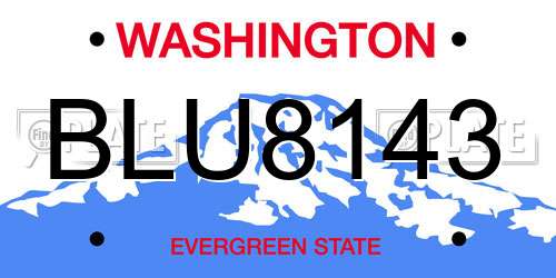 BLU8143 Washington License Plate
