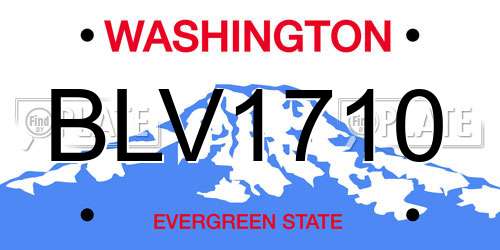 BLV1710 Washington License Plate