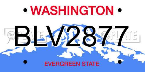 BLV2877 Washington License Plate