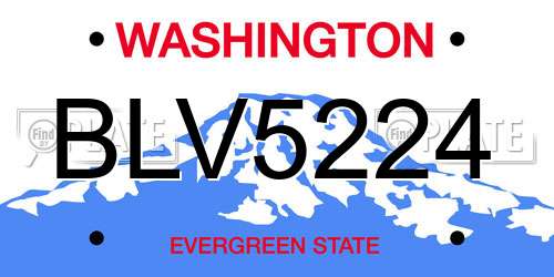 BLV5224 Washington License Plate