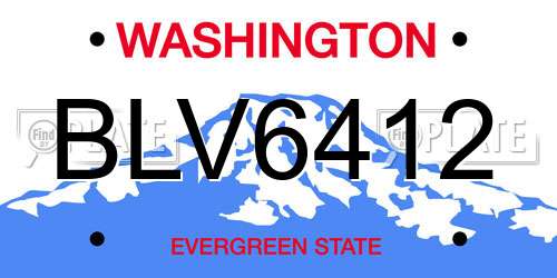 BLV6412 Washington License Plate