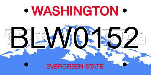 BLW0152 Washington License Plate