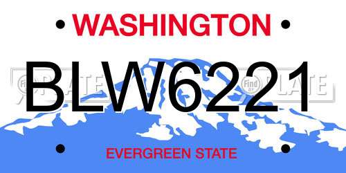 BLW6221 Washington License Plate
