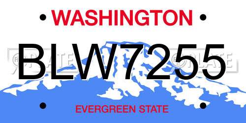 BLW7255 Washington License Plate