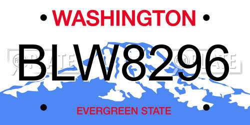 BLW8296 Washington License Plate