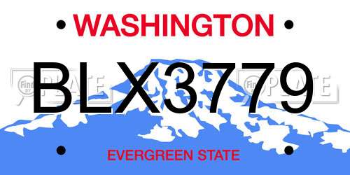 BLX3779 Washington License Plate