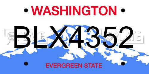 BLX4352 Washington License Plate