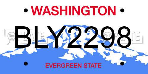 BLY2298 Washington License Plate