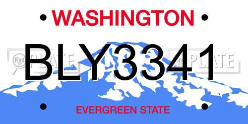 BLY3341 Washington License Plate