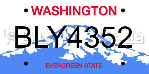 BLY4352 Washington License Plate