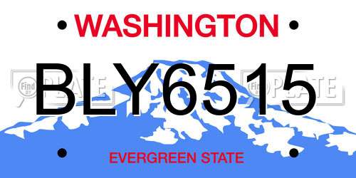 BLY6515 Washington License Plate