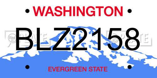 BLZ2158 Washington License Plate