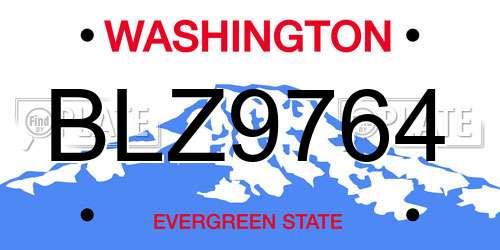 BLZ9764 Washington License Plate