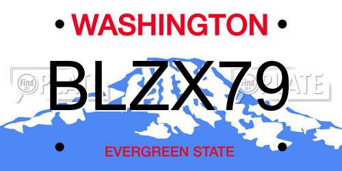 BLZX79 Washington License Plate