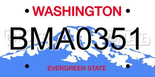 BMA0351 Washington License Plate