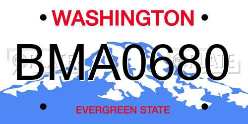 BMA0680 Washington License Plate