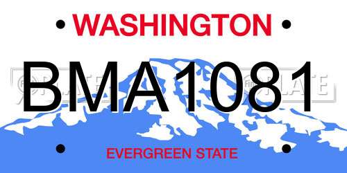 BMA1081 Washington License Plate