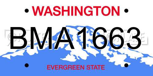 BMA1663 Washington License Plate