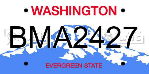 BMA2427 Washington License Plate