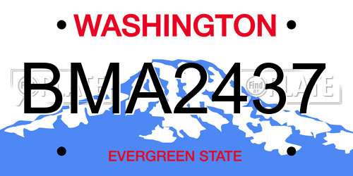 BMA2437 Washington License Plate