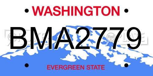 BMA2779 Washington License Plate