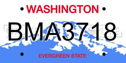 BMA3718 Washington License Plate