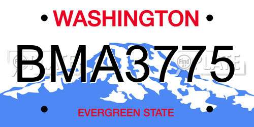 BMA3775 Washington License Plate