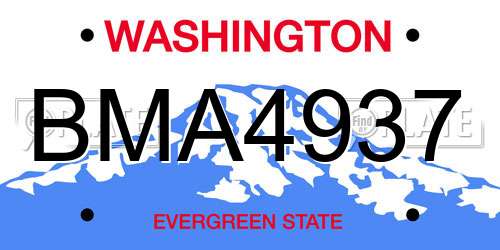 BMA4937 Washington License Plate