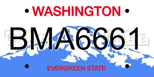 BMA6661 Washington License Plate