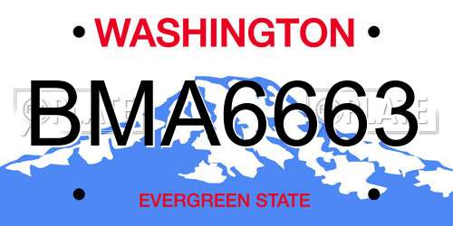 BMA6663 Washington License Plate