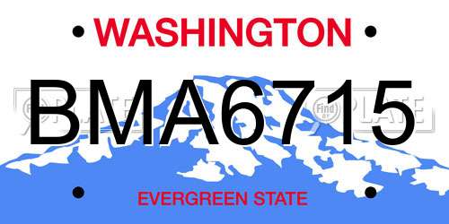 BMA6715 Washington License Plate