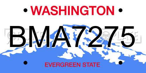 BMA7275 Washington License Plate