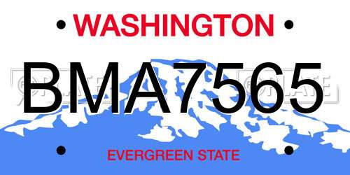 BMA7565 Washington License Plate