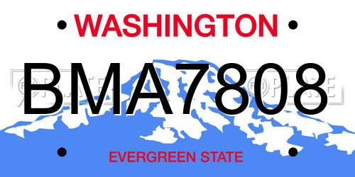 BMA7808 Washington License Plate