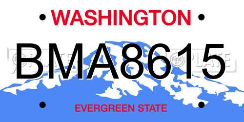 BMA8615 Washington License Plate