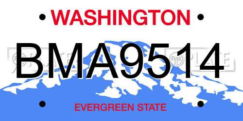 BMA9514 Washington License Plate
