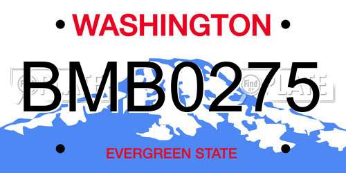 BMB0275 Washington License Plate