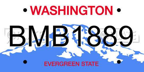 BMB1889 Washington License Plate
