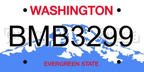 BMB3299 Washington License Plate