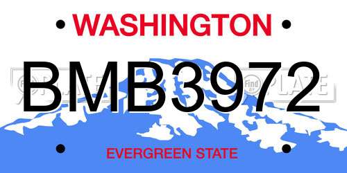 BMB3972 Washington License Plate