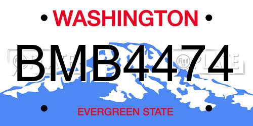 BMB4474 Washington License Plate