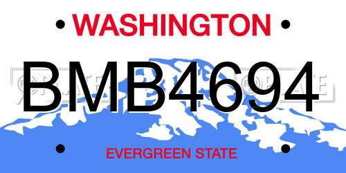 BMB4694 Washington License Plate