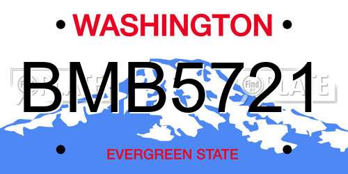 BMB5721 Washington License Plate