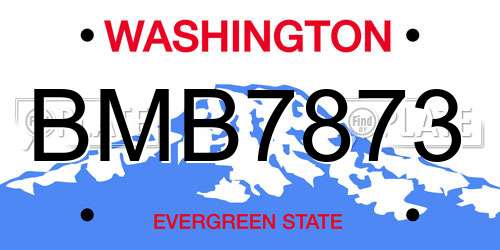 BMB7873 Washington License Plate