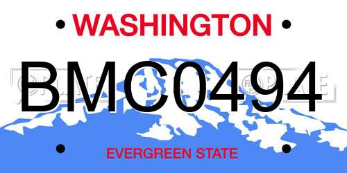 BMC0494 Washington License Plate